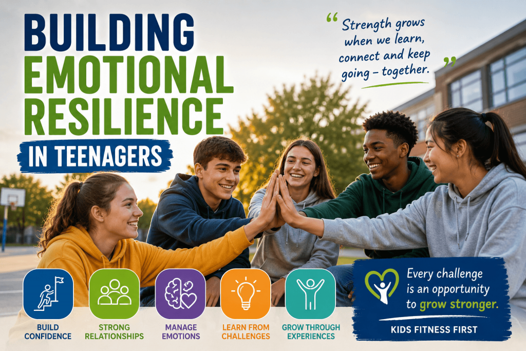Teenagers building emotional resilience through teamwork, encouragement and collaborative learning in a positive educational environment.