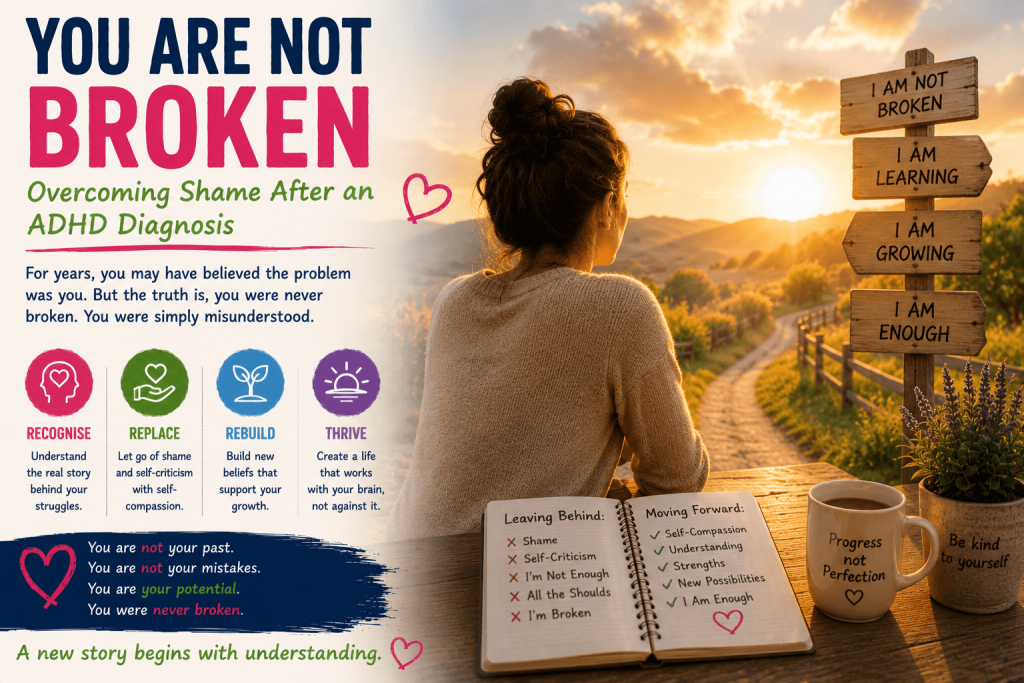 Adult standing confidently after overcoming years of self-doubt following an ADHD diagnosis.
