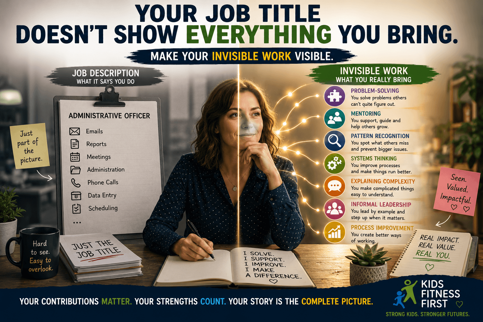 Adult ADHD and invisible work showing hidden workplace strengths including problem-solving, mentoring, systems thinking and pattern recognition.